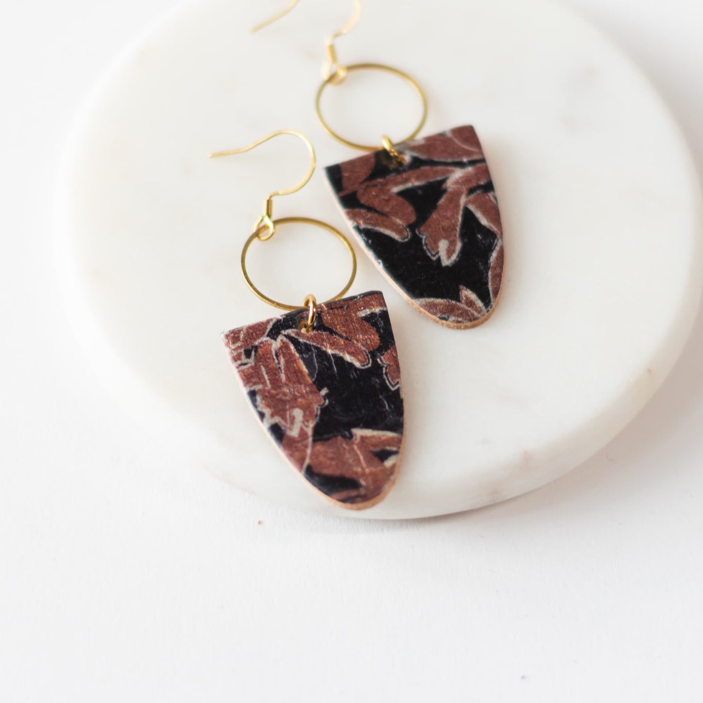 Moody Black Cork Leather Earrings 2' Long Sela Designs
