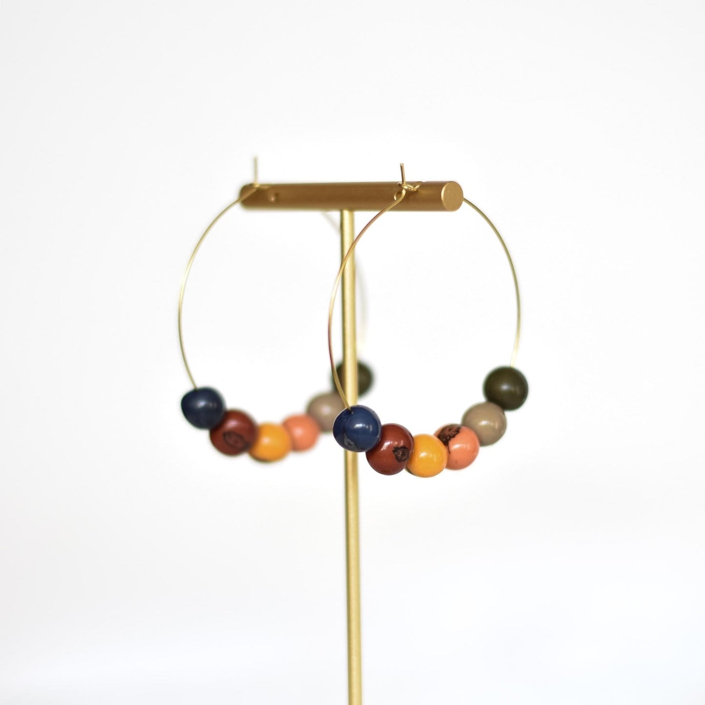 Multi Ellen Acai Forest Seed Hoop Earrings Gold Plated Sela Designs