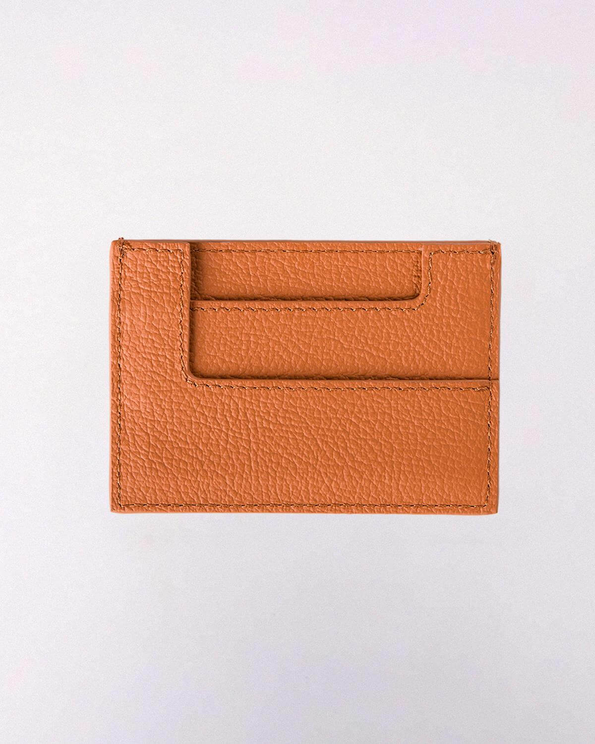 Orange Calfskin Leather Cardholder MUZI