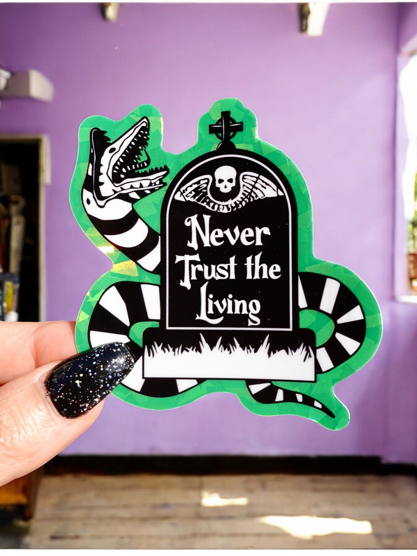 Never Trust The Living Halloween Vinyl Sticker