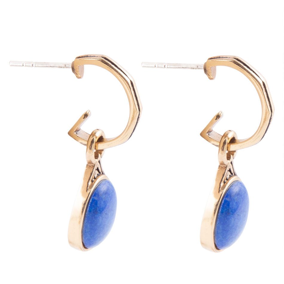Nova Half-Hoop Blue Lapis Earrings Bronze Jewelry