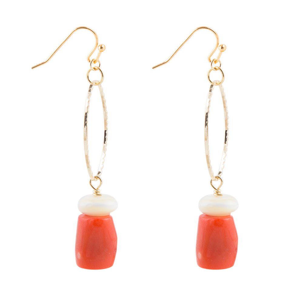 Orange Coral Cream Earrings