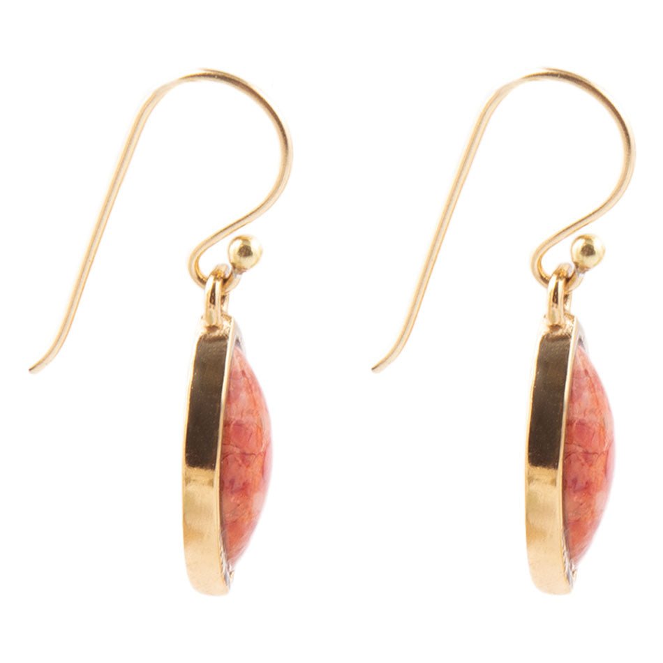 Orange Sponge Coral Golden Drop Earrings