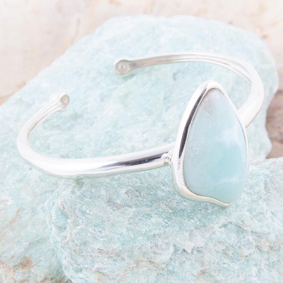 Organic Blue Larimar and Sterling Silver Cuff Bracelet