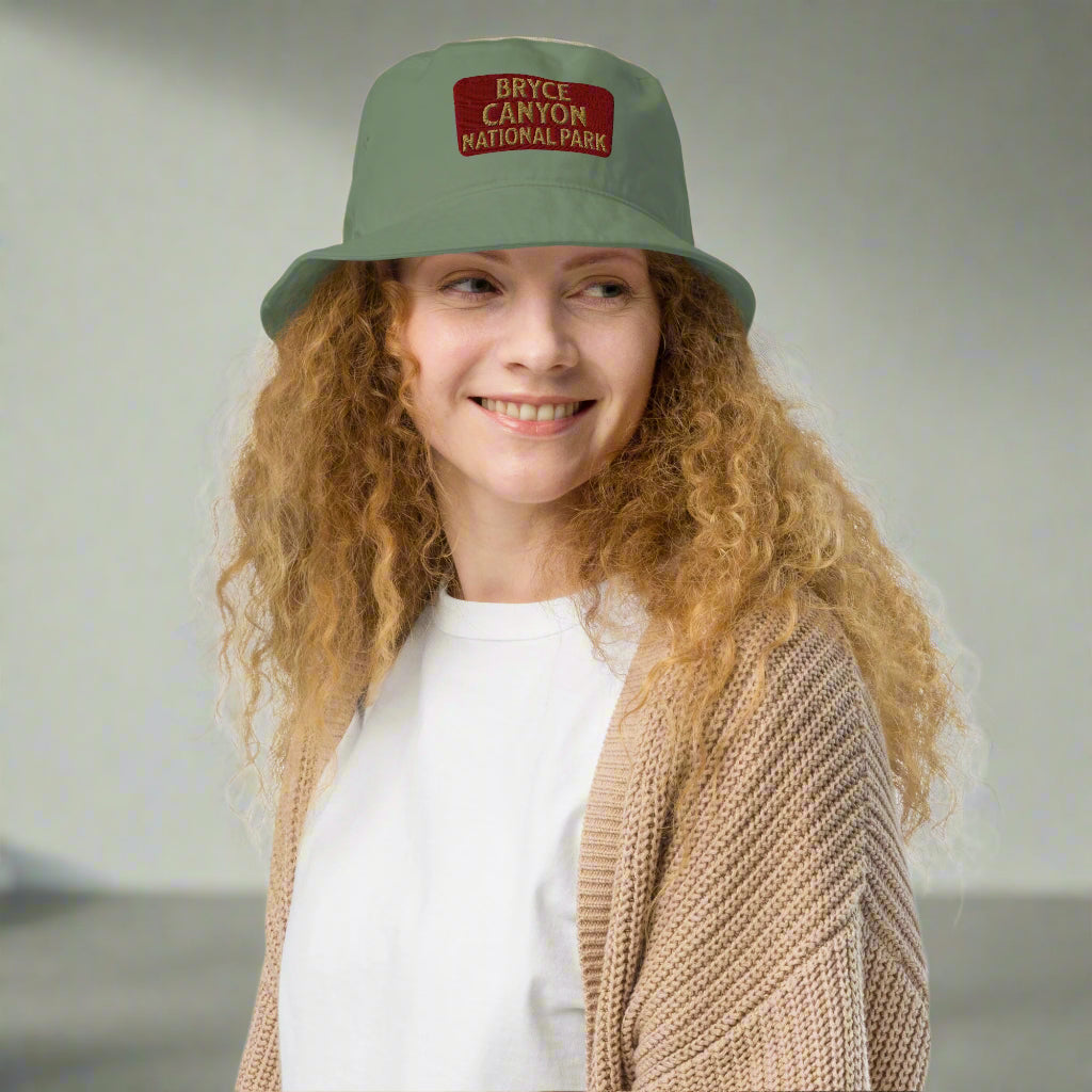 Organic Cotton Embroidered Bucket Hat Bryce Canyon National Park Sign