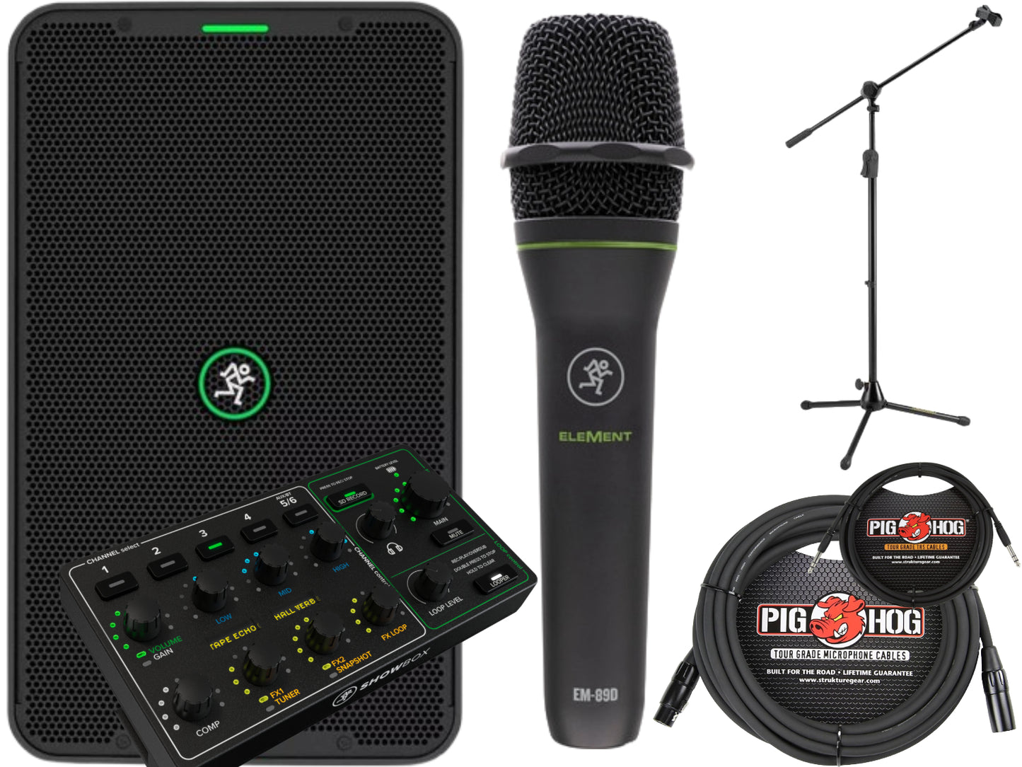 Mackie ShowBox 6-Channel Battery-Powered Performance Rig with Microphone Bundle