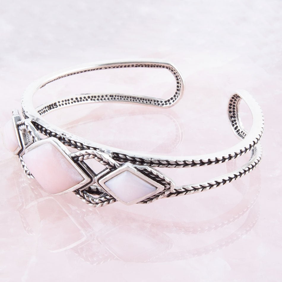 Pink Opal and Sterling Silver Cuff Bracelet