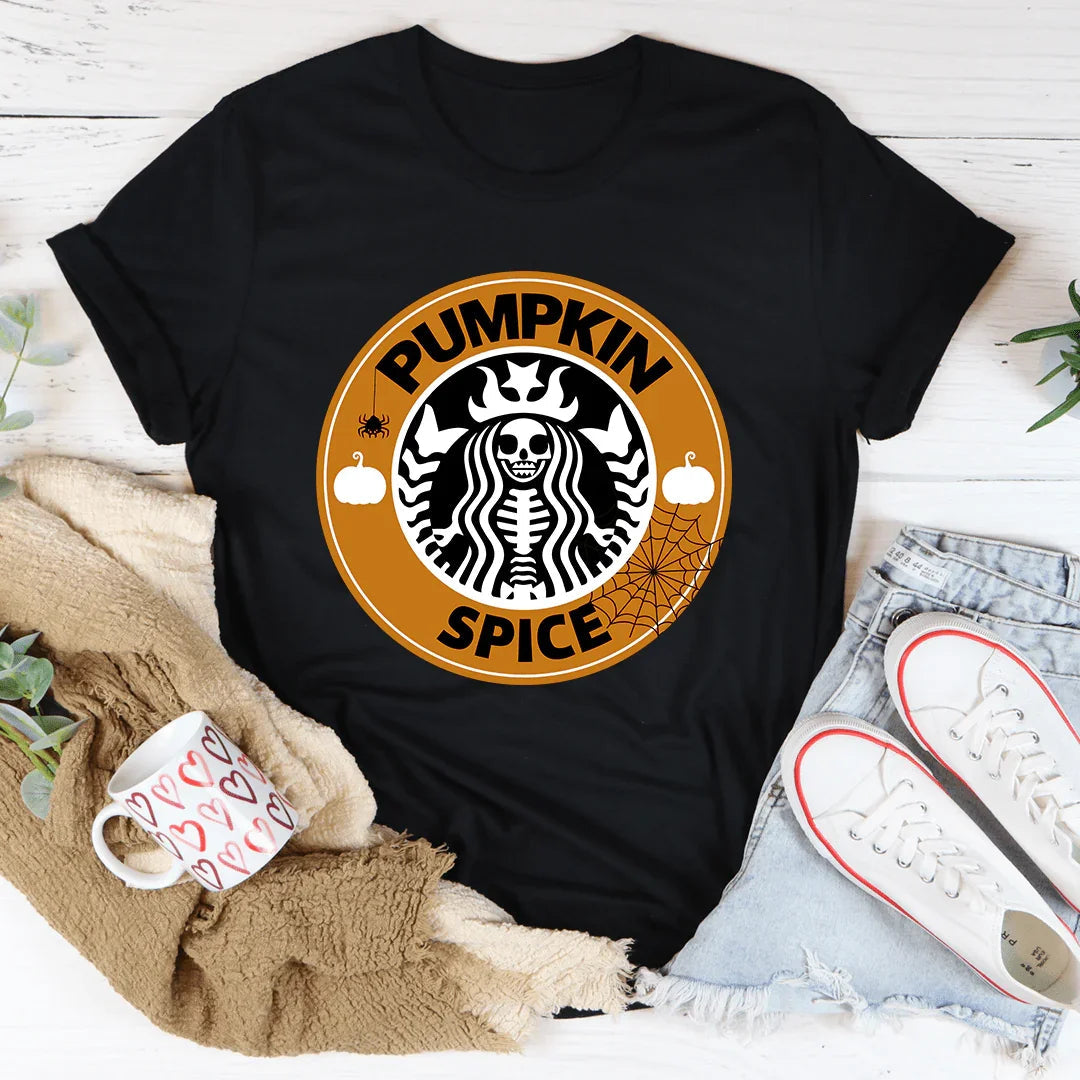 Pumpkin Spice Halloween Tee Soft Comfortable T-Shirt Peachy Sunday