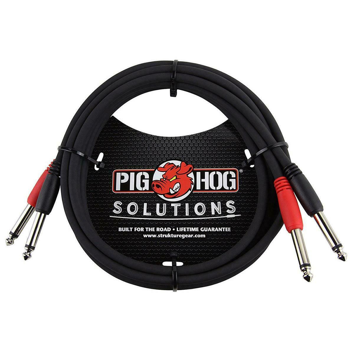 Pig Hog 10Ft Dual Cable 1/4' Mono Male PD-21410 Solutions 4 Pack