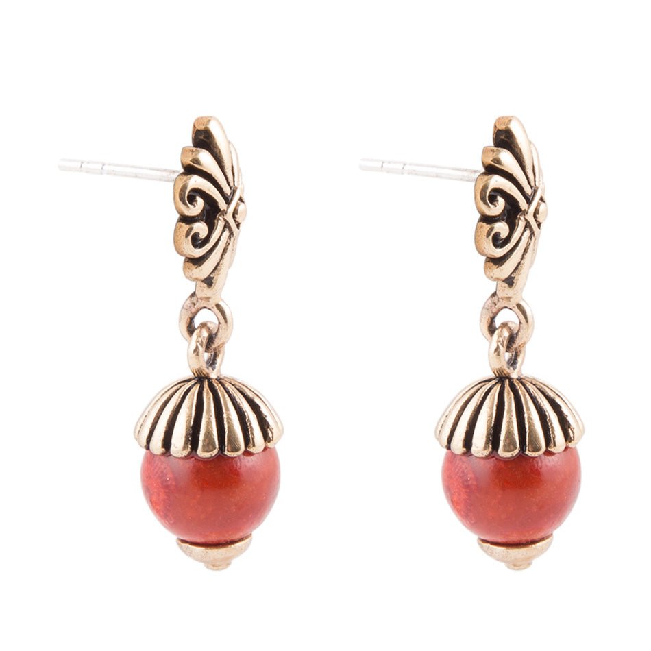 Raja Orange Sponge Coral Drop Earring
