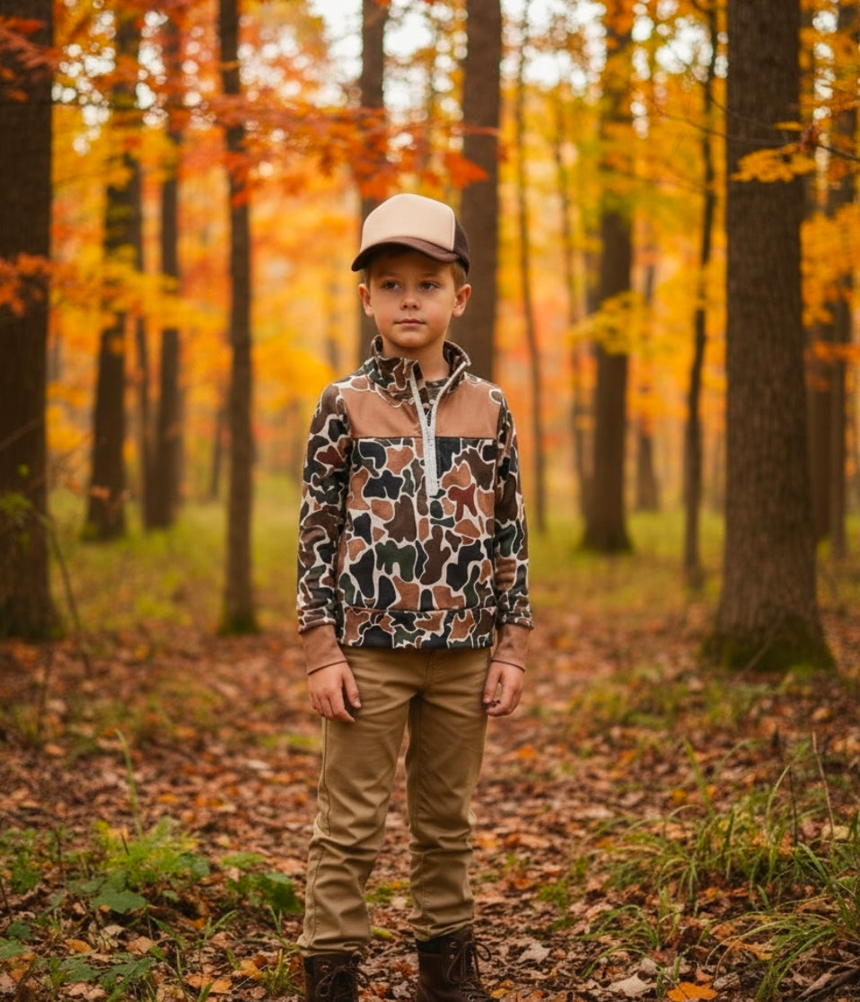 Camo Cozy Half Zip Hunting Jacket Country Chic Baby Co