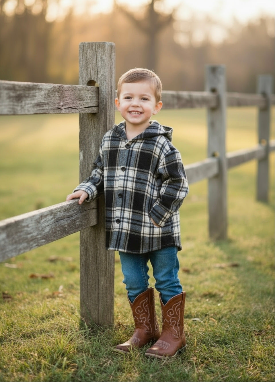 Black Hooded Plaid Flannel Shirt Country Chic Baby Co