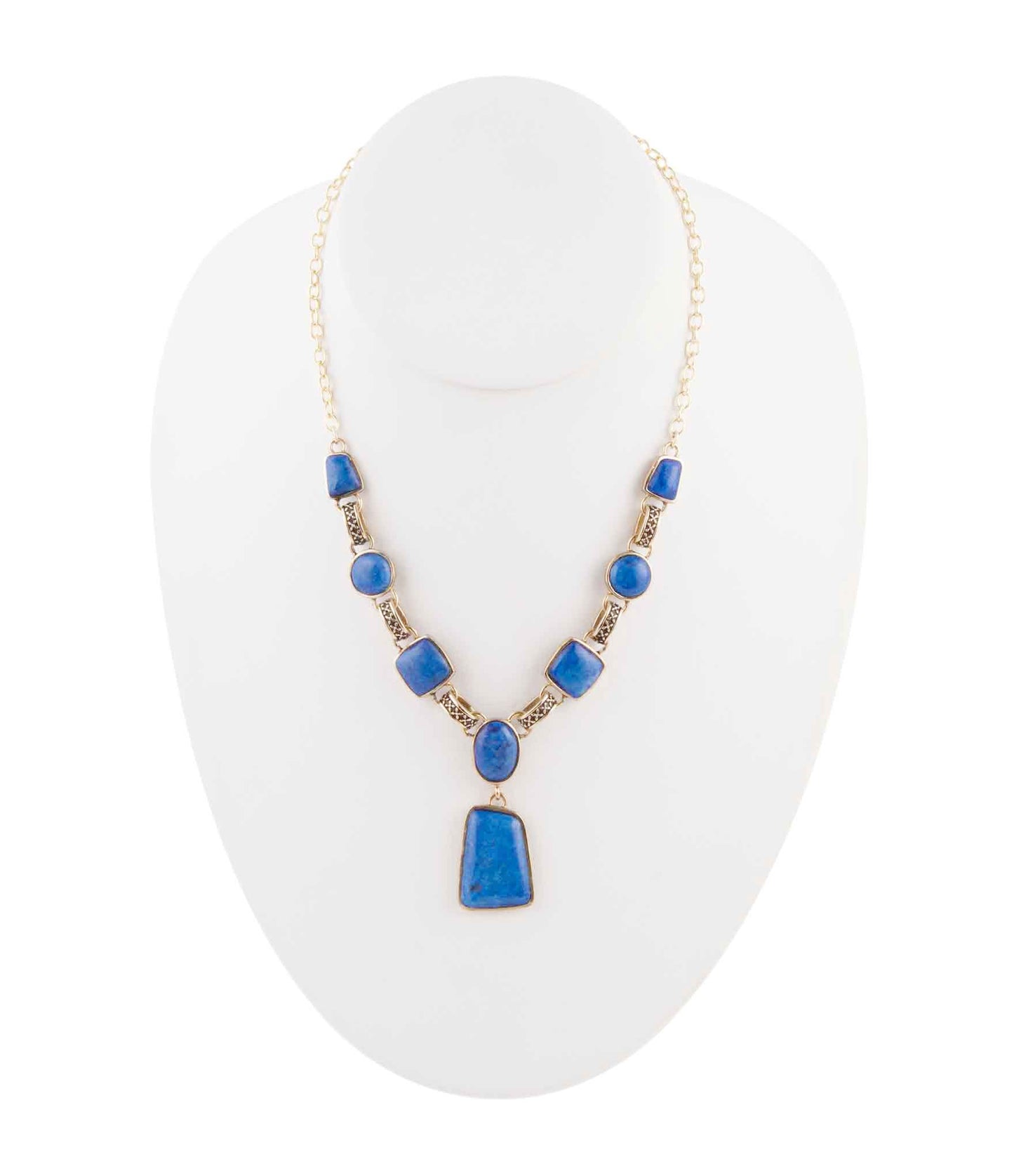Royal Blue Lapis Golden Pendant Necklace