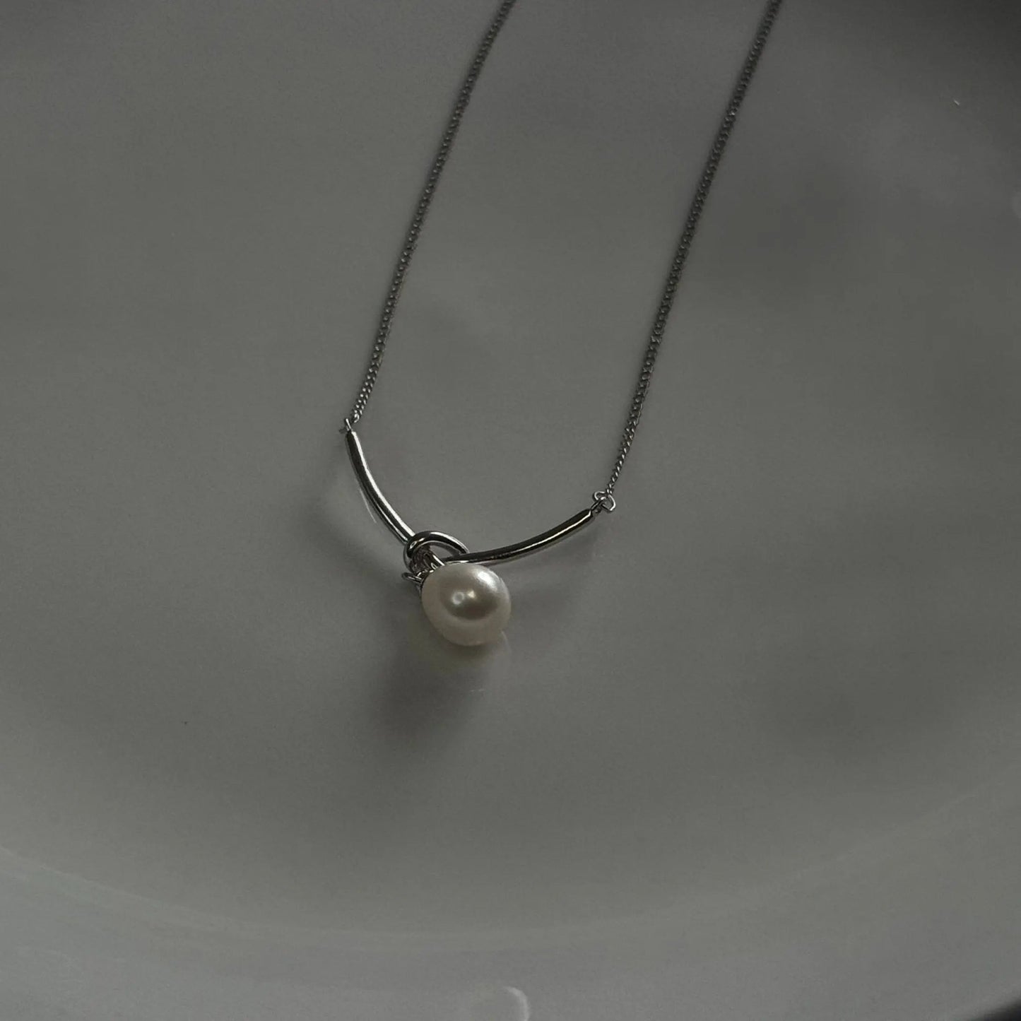 S925 Knot Pearl Pendant Necklace Elegant Sterling Silver Necklace Amtikiss Casuals