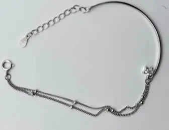 S925 Sterling Silver Elegant Double Silver Bangled Bracelet