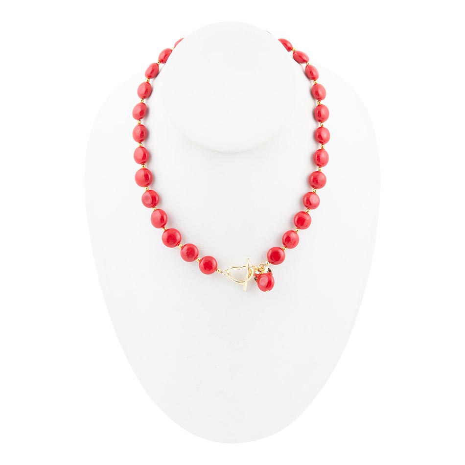 Scardale Red Shell Pearl Golden Necklace