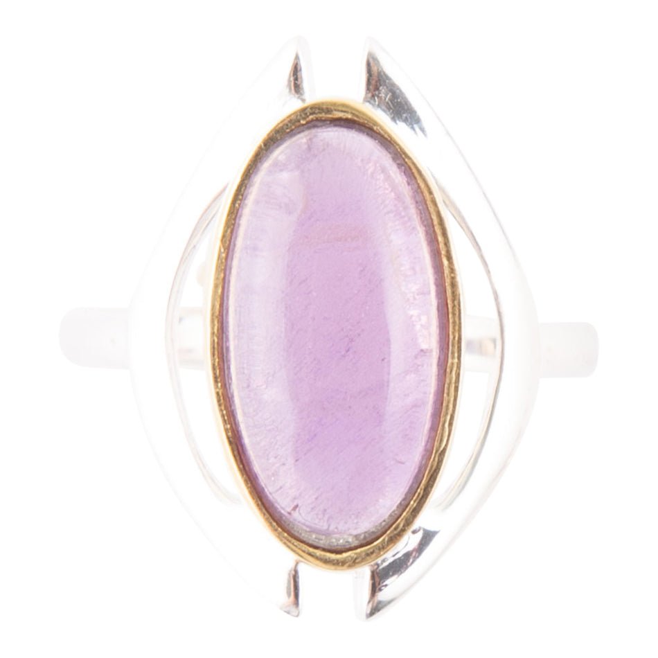 Purple Amethyst Sterling Silver and Gold Ring Shine Bright