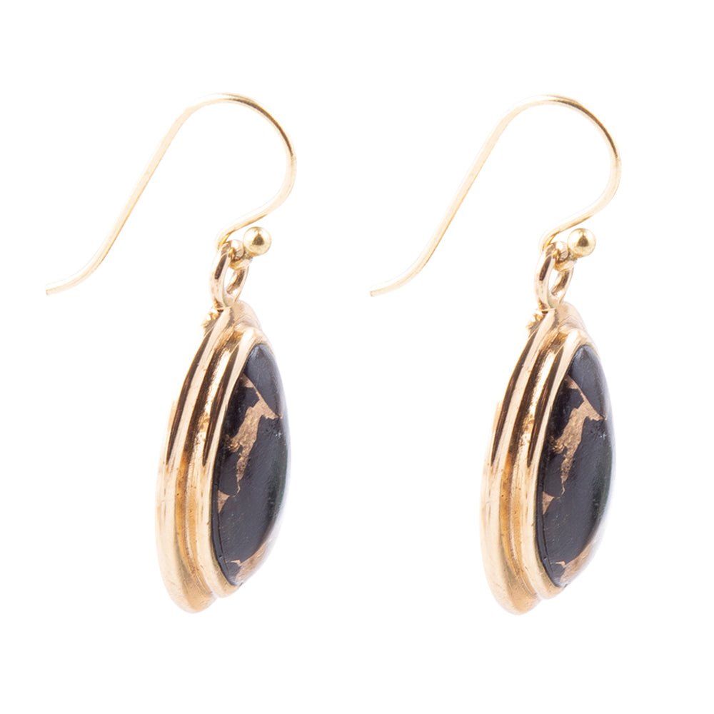 Shungite Matrix and Bronze Drop Earrings