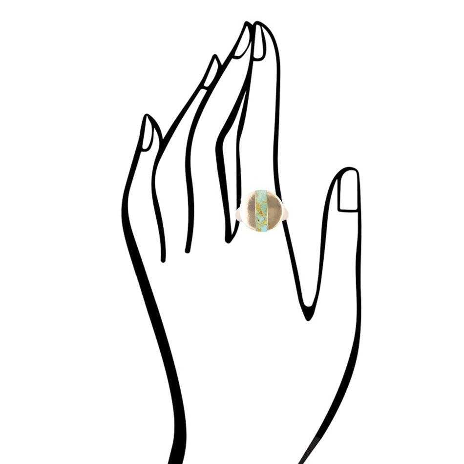 Signet Turquoise and Bronze Circle Ring