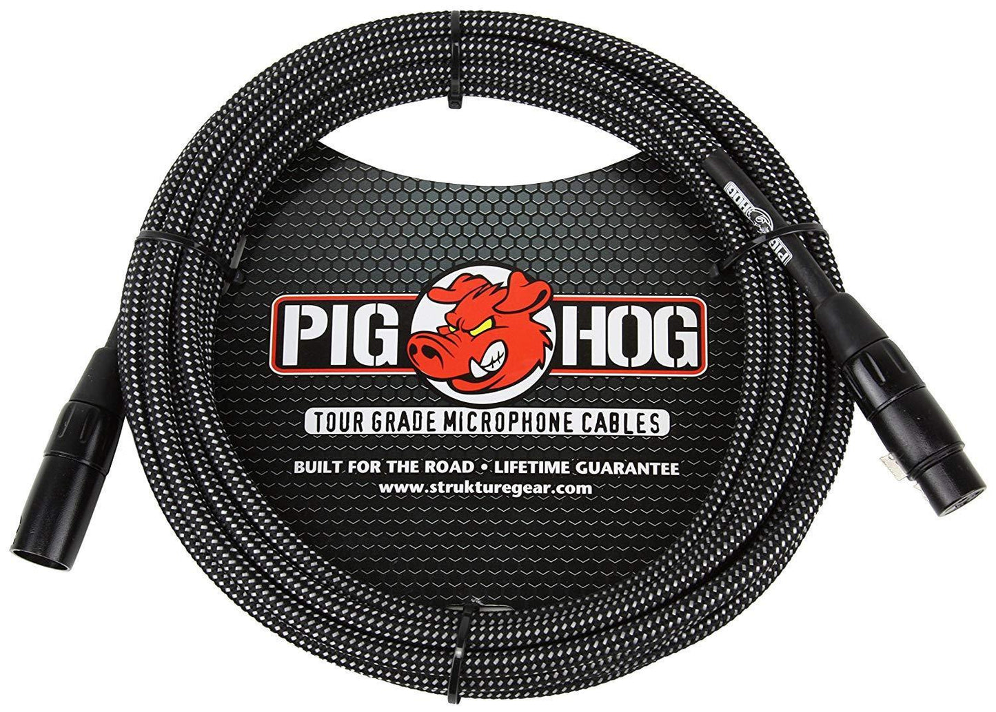 XLR High Performance Black & White Microphone Cable 20 Ft Pig Hog