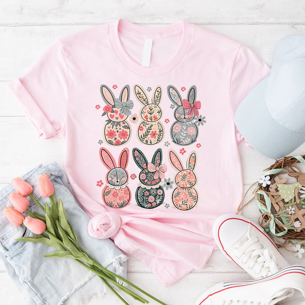 Coquette Bunny Floral Easter Tees Soft Comfortable Shirt