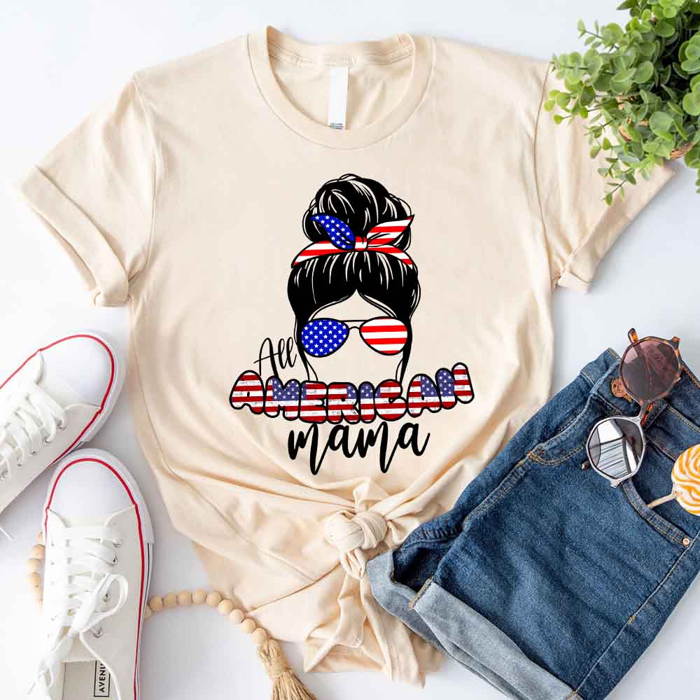 All American Mama 4th Of July Mom T-shirt Comfortable Unisex Tee