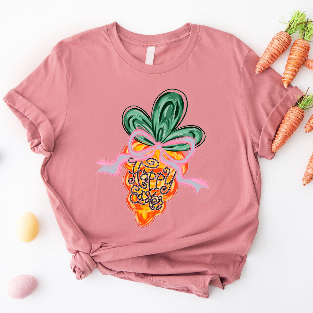 Happy Easter Carrot Coquette Tee Spring Shirt