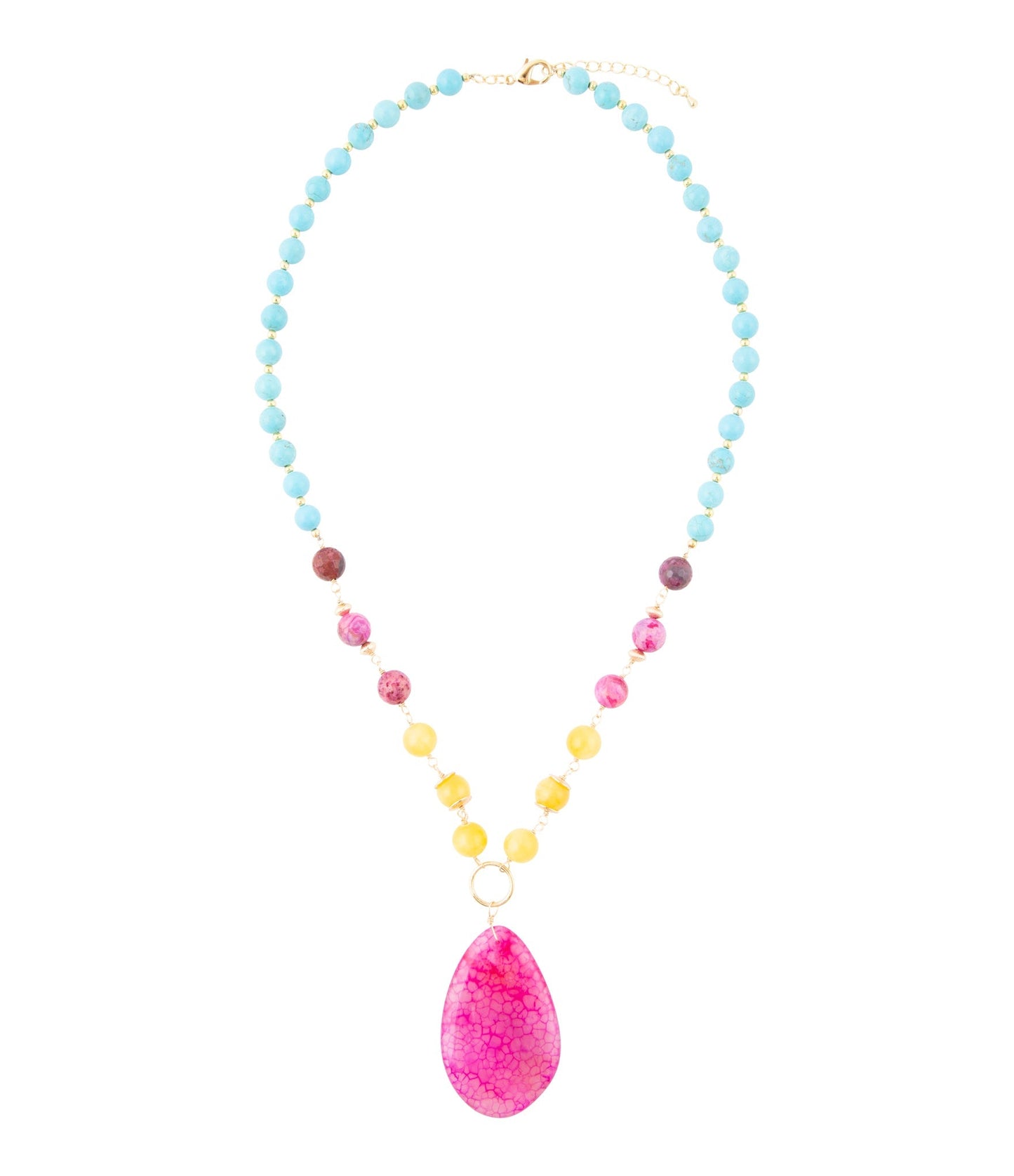 St. Augustine Pink Agate Golden Pendant Necklace
