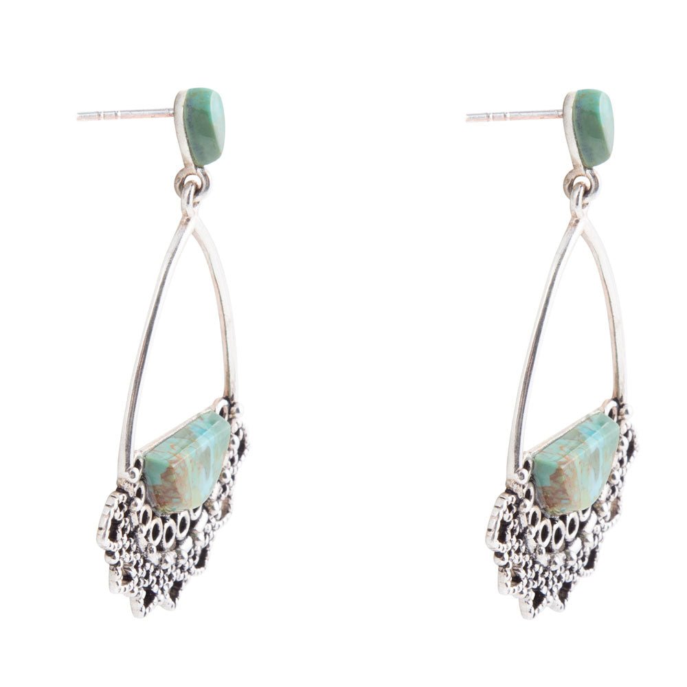 Sterling Silver Lace and Turquoise Earrings
