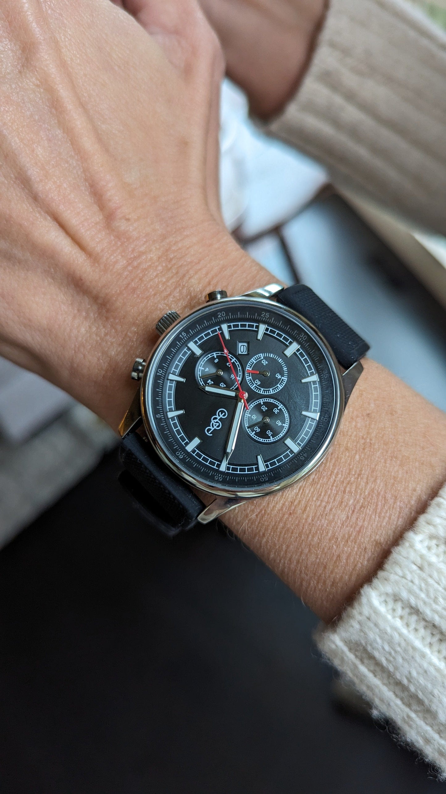 Black Sport Chronograph Black Silicone Strap Watch The Beyond Boring Watch Company