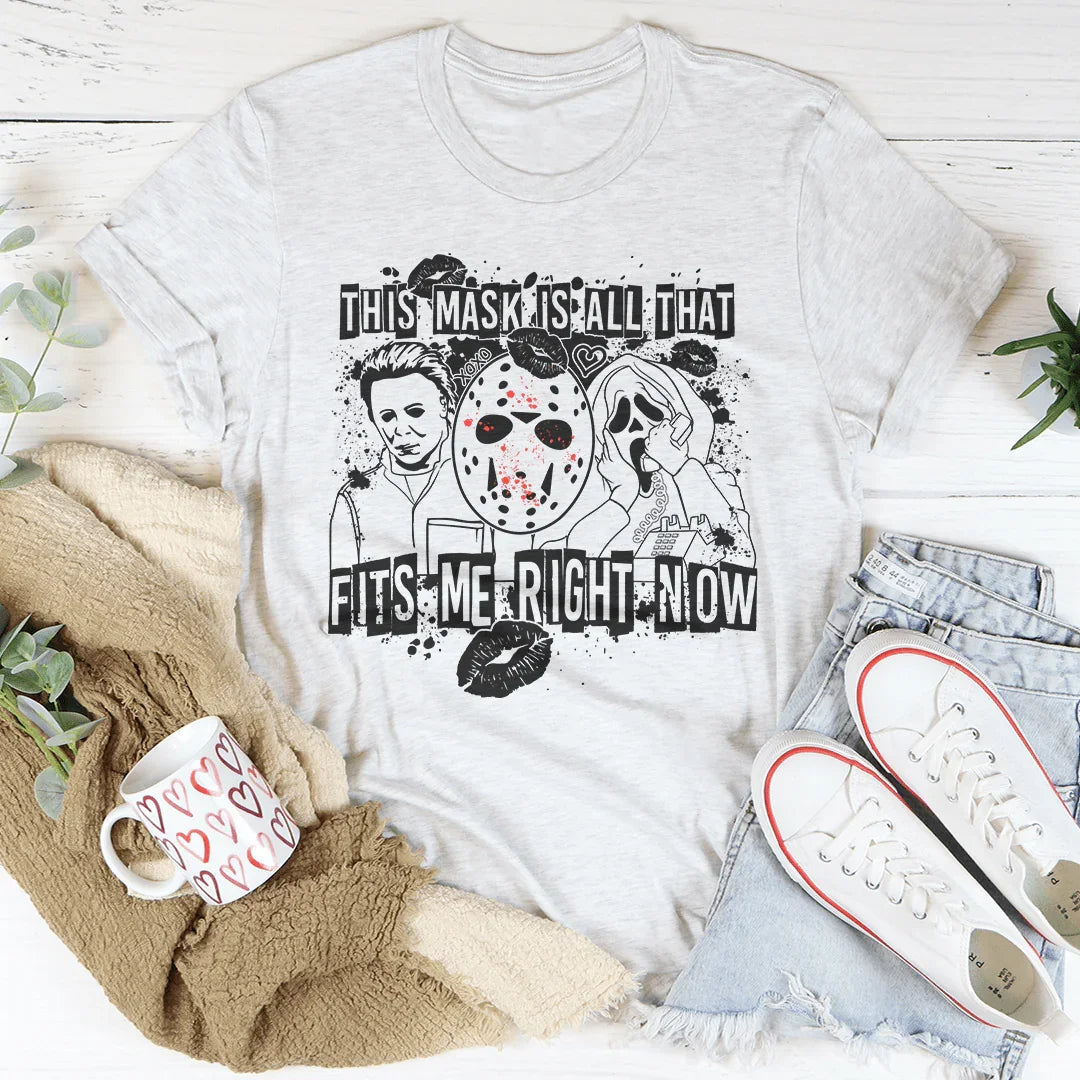 This Mask Is All That Fits Me Right Now Halloween Tee 100% Ring-Spun Cotton T-Shirt Peachy Sunday