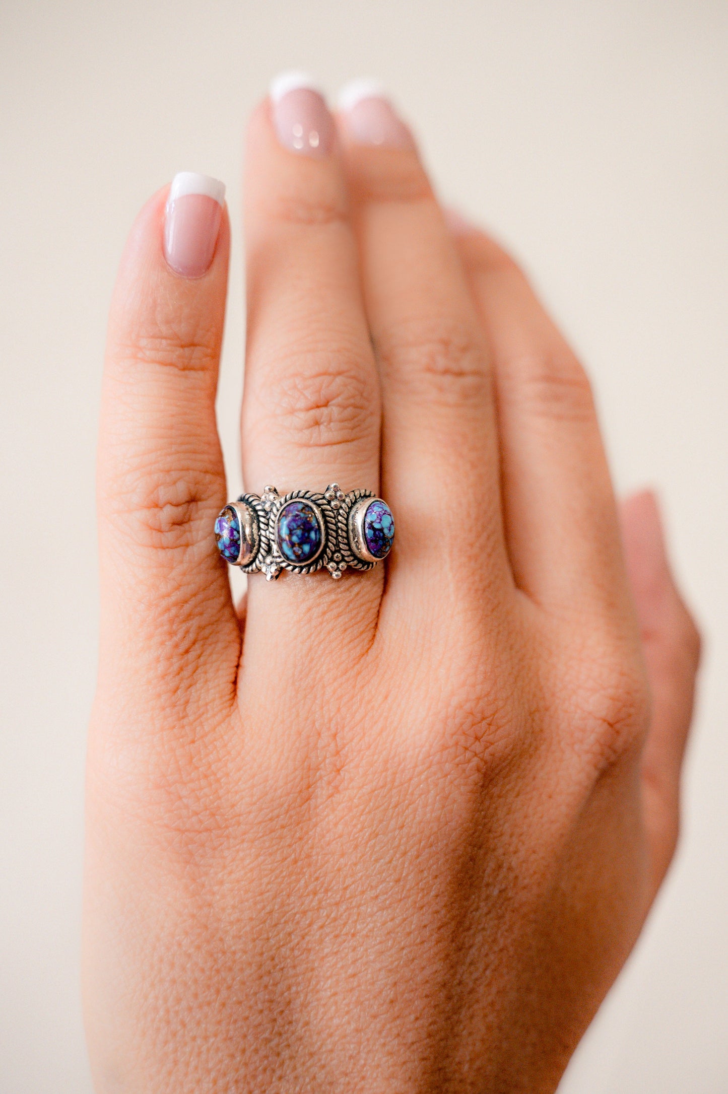 Purple Mojave Three Stone Ring