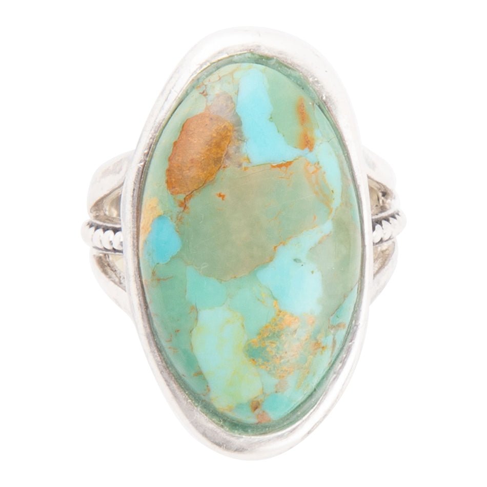 Blue Turquoise Oval Sterling Silver Ring