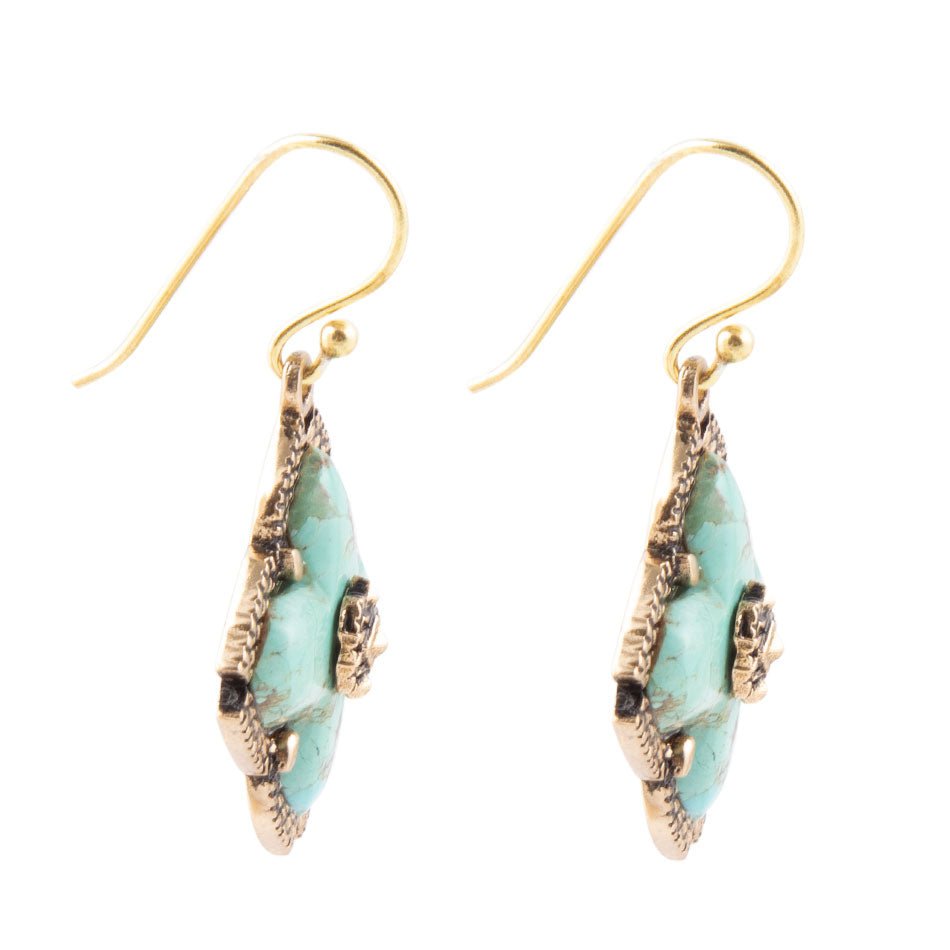 Blue Turquoise Maltese Cross Earrings Genuine Turquoise Jewelry