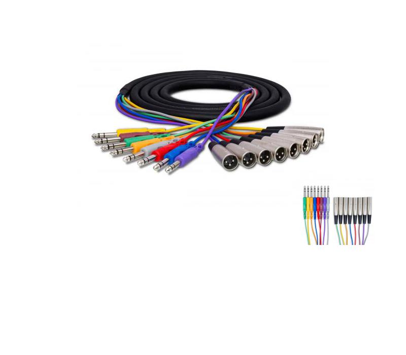 8-channel 6.6 foot Balanced Snake Cable 1/4 inch TRS Male to XLR Male Hosa