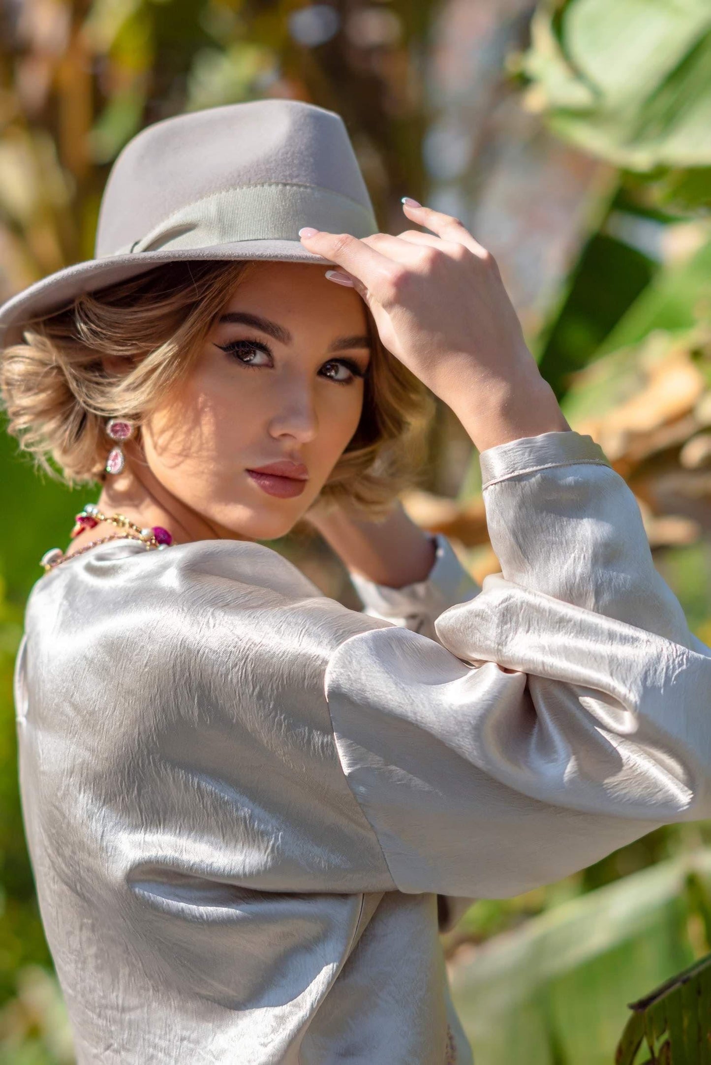 Wool Panama Hat Light Pink Wide-Brim for Women Le Réussi