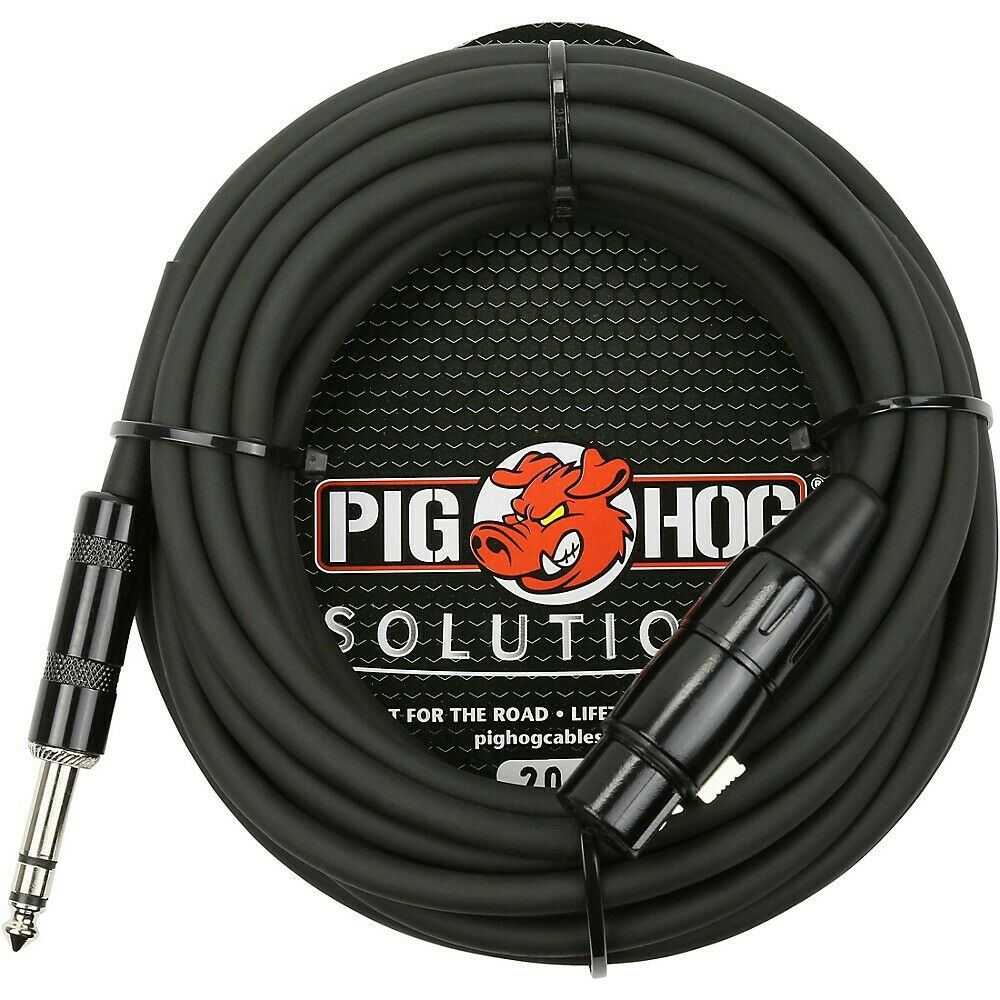 Lifetime Warranty! 4 Pack Pig Hog PX-TMXF20 Solutions 20Ft TRS(M)-XLR(F) Balanced Cable