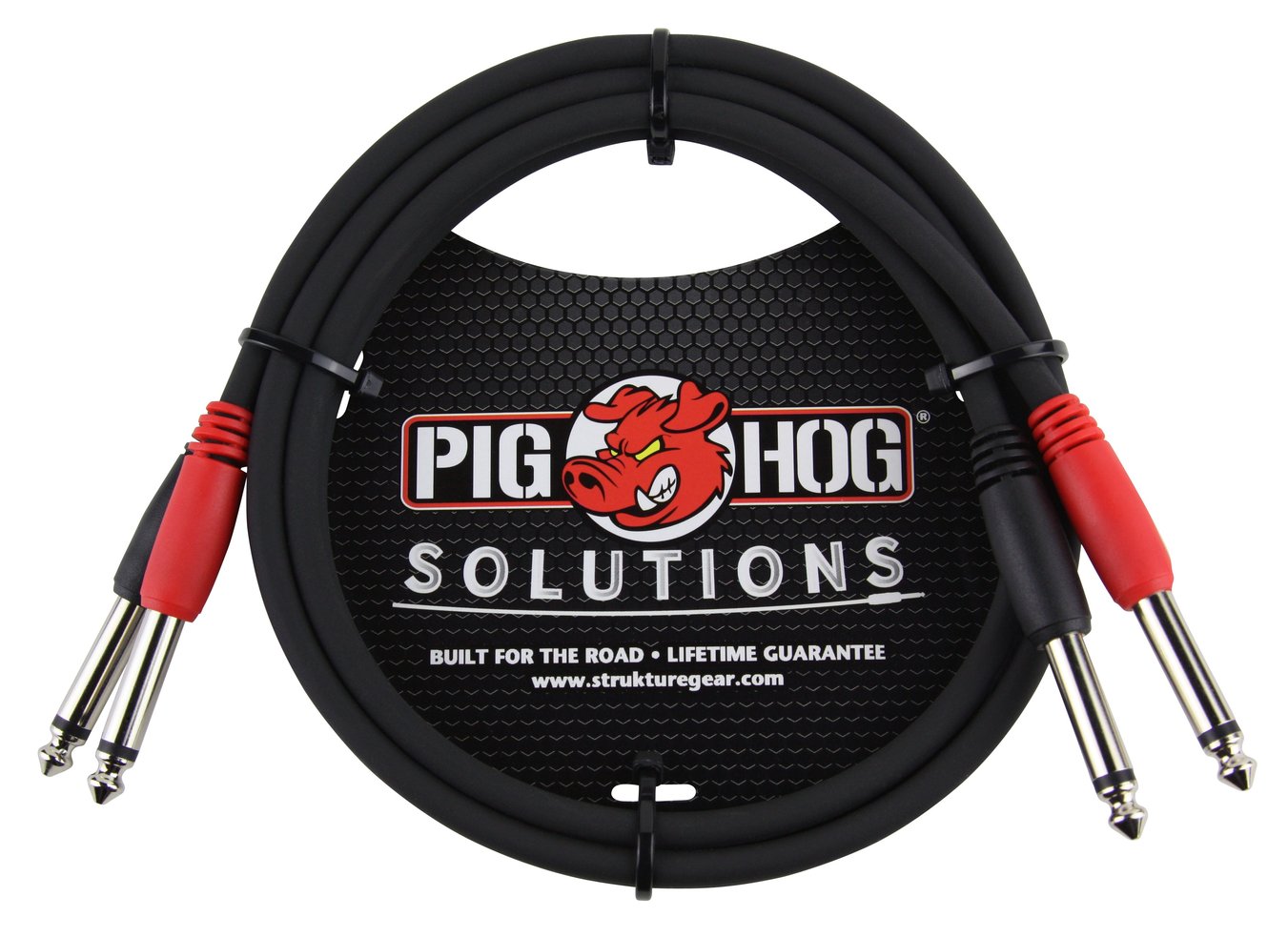 3ft Dual 1/4' Mono Male Stereo Cable Pig Hog 2 Pack Red Black PD-21403