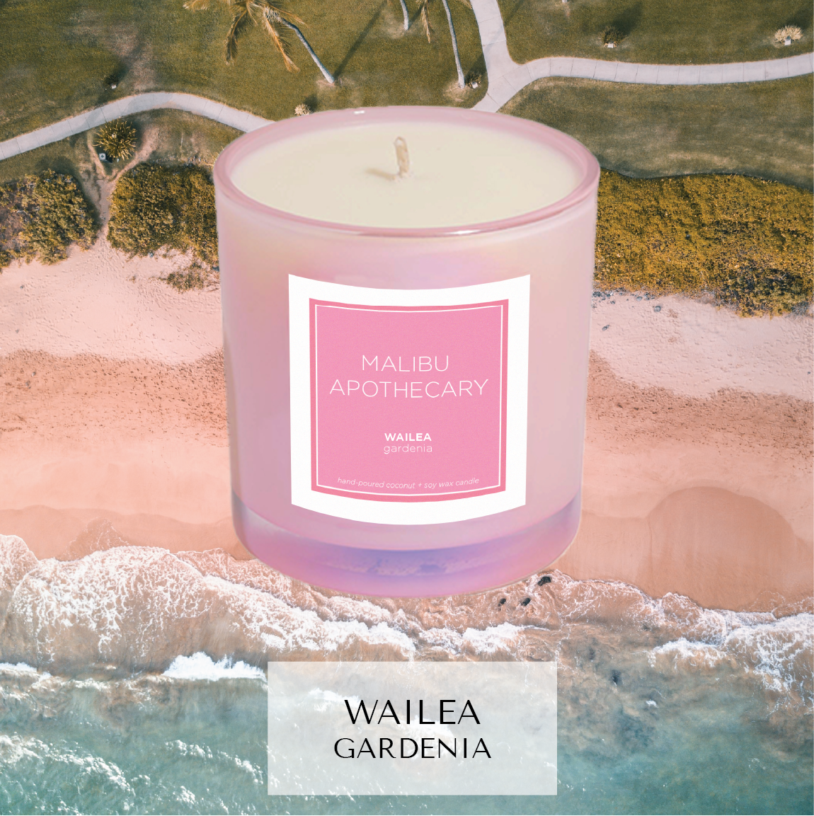 Iridescent Pink Coconut Soy Wax Candle Malibu Apothecary