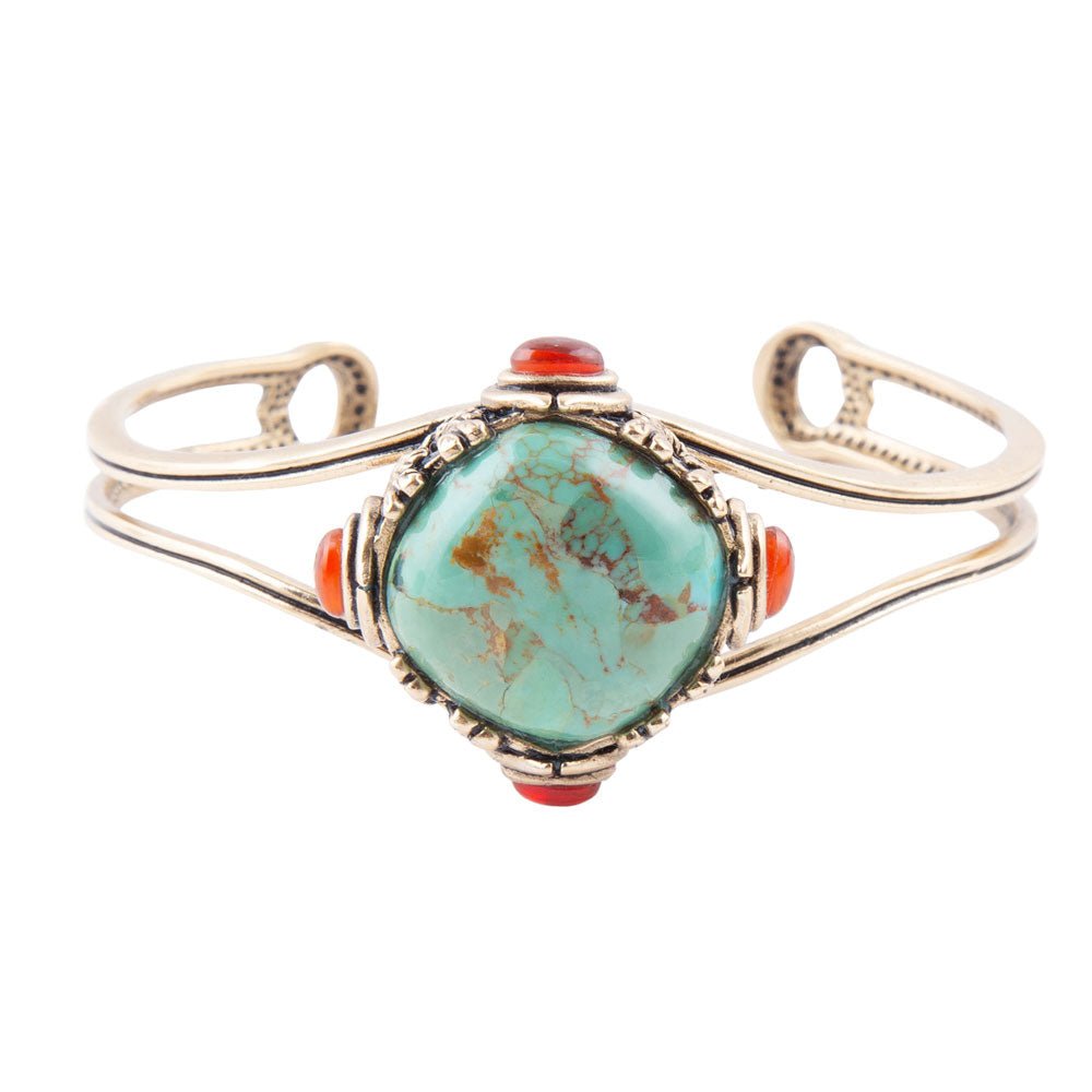 Wilder Turquoise Carnelian and Bronze Cuff Bracelet