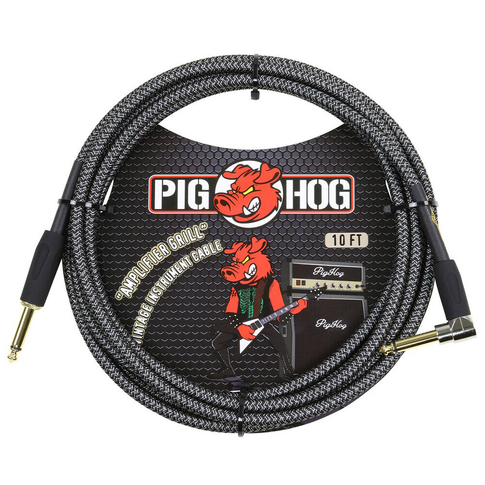 Pig Hog Right-Angle 1/4' to 1/4' Amplifier Grill Guitar Instrument Cable