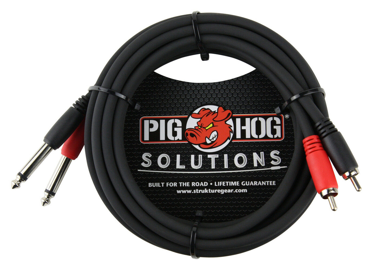 Dual RCA to Dual 1/4 Inch Mono 10FT Cable Pig Hog PD-R1410 2 Pack