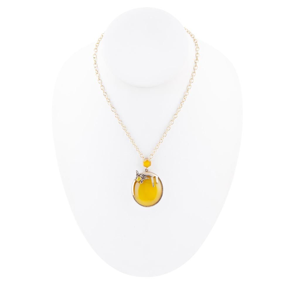 Yellow Agate Honey Drip Golden Necklace