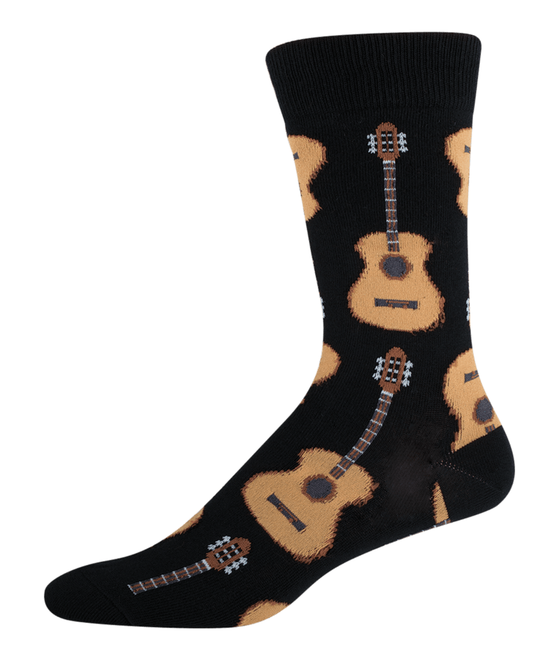 Socksmith Men's Black Crew Socks Footwear Guitars Rock & Roll Music - MNC202-BLK