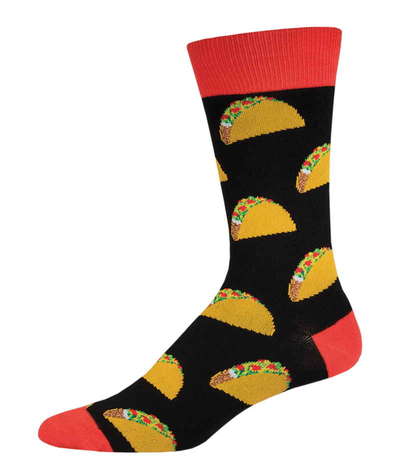Socksmith Men's Novelty Socks TACOS BLACK Fabric Crew Mexican Food - MNC524-BLK