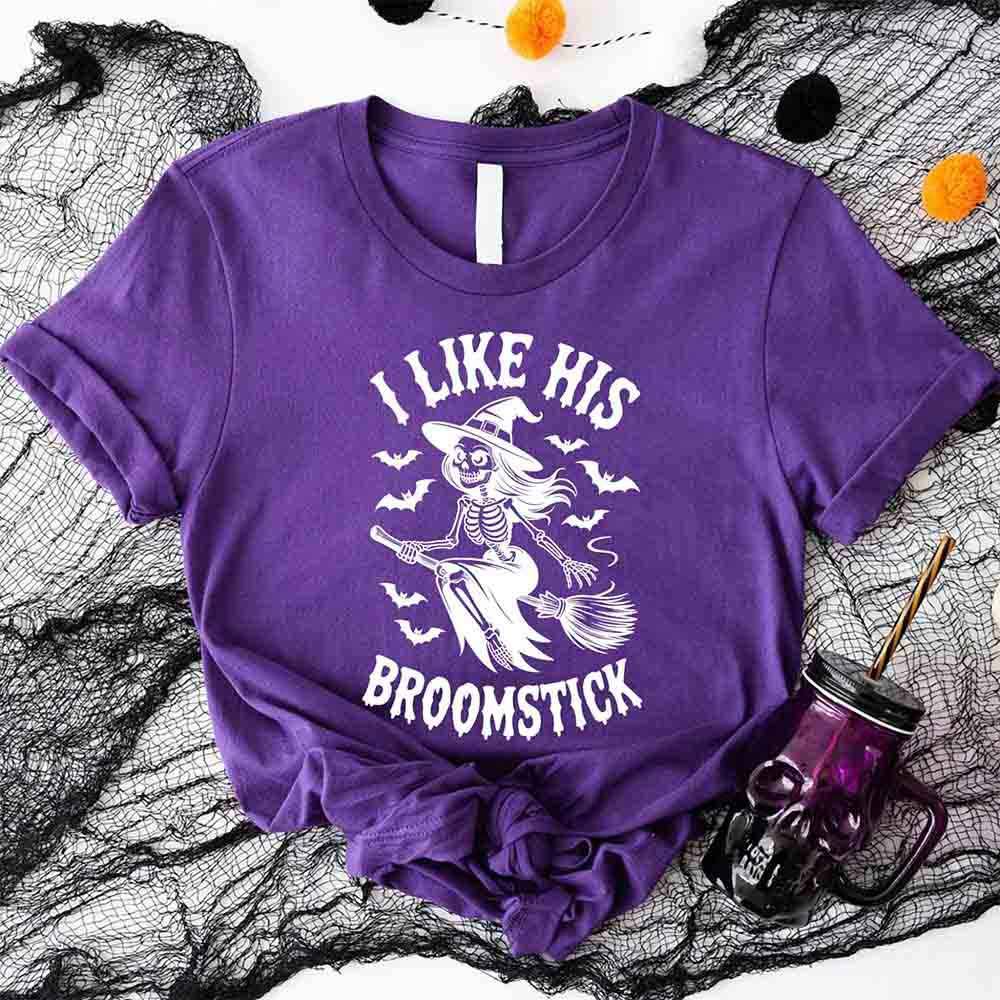 I Like Her Pumpkins & His Broomstick Funny Matching Halloween Couple T-Shirts