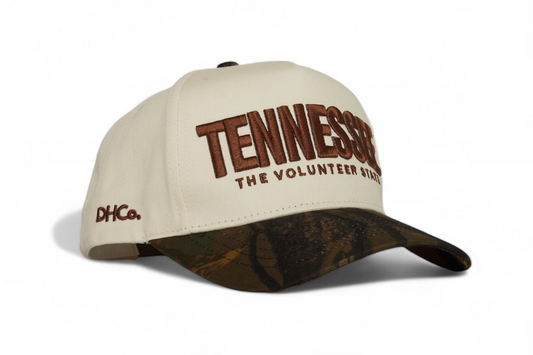 Camo SnapBack Beige Pre-curved Trucker Hat Destination Hat Co.