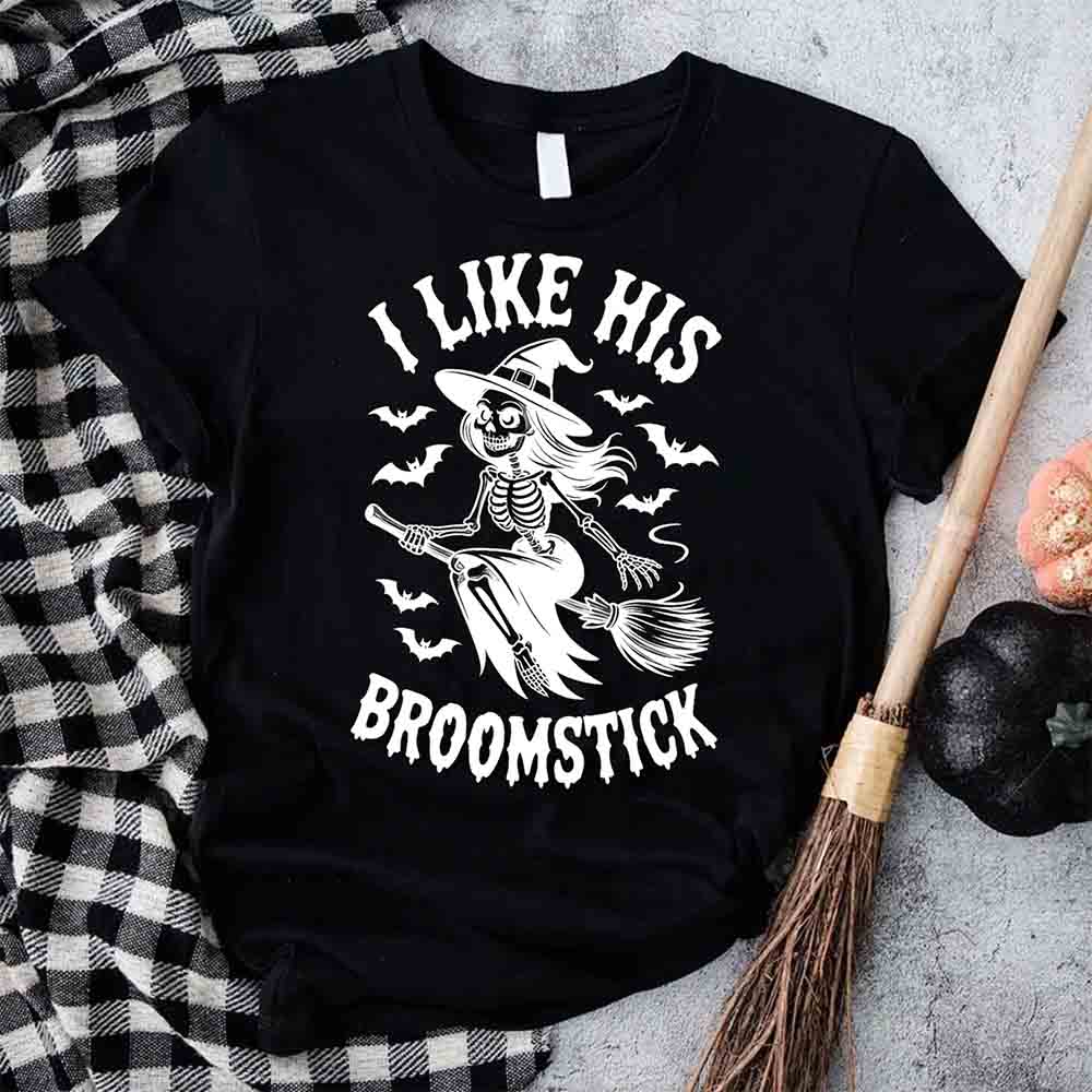 I Like Her Pumpkins & His Broomstick Funny Matching Halloween Couple T-Shirts