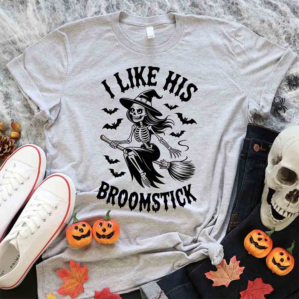 I Like Her Pumpkins & His Broomstick Funny Matching Halloween Couple T-Shirts