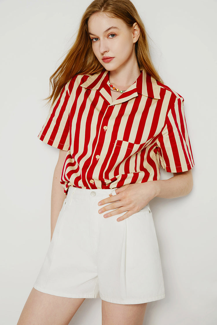 Pleated Fun Short High-Rise Mid-Weight Denim Shorts Hey Joanie